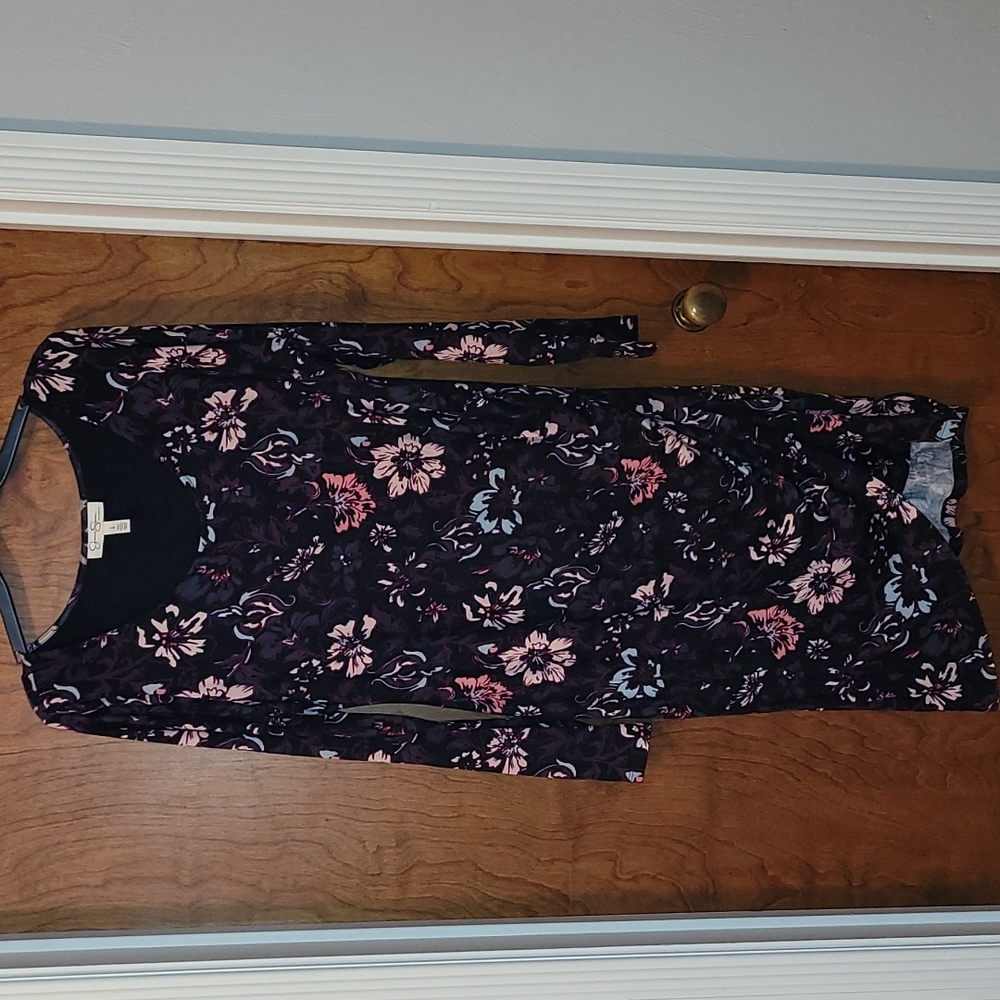 Midi length long sleeve maternity dress